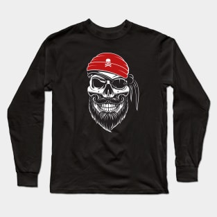 Pirate with red head scarf Long Sleeve T-Shirt